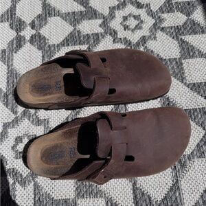 Birkenstock Brown Leather Boston Clogs 37 narrow